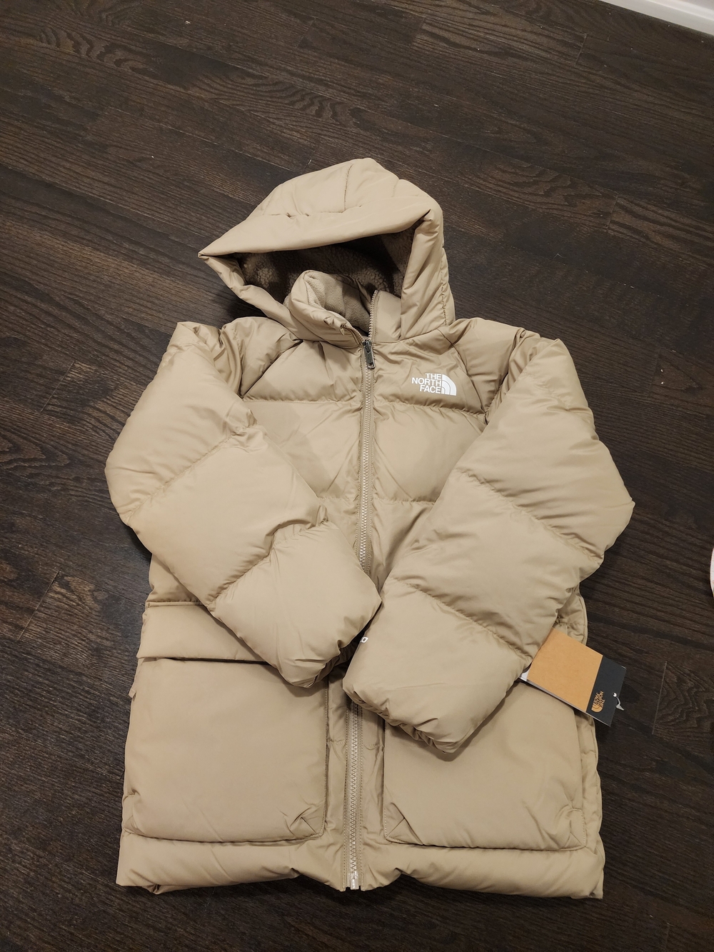The North Face Boy's Beige Puffer Jacket with Hood